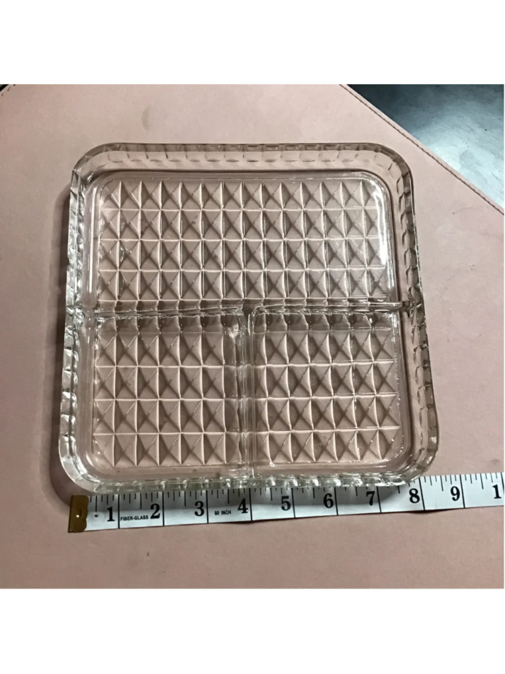Clear Glass Divided Serveware Tray 8 x 8 inch